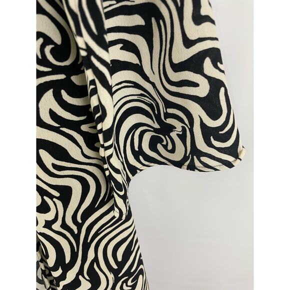 Small H&M Zebra Swirl Black White Dress Faux Wrap Maxi Geometric Women Long - Picture 5 of 6